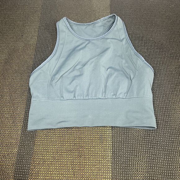 LULULEMON Ebb to Train Bra High Neck Medium Support Size 8‎ Iron Blue - Picture 1 of 5